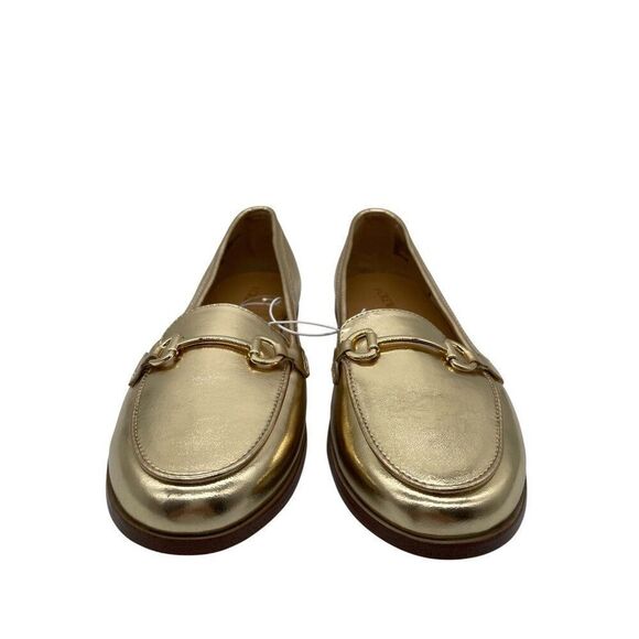J. Crew Crew Cuts Girls Metallic Gold Horse Bit Loafers Flats Sz 5 Preppy Shool - Picture 2 of 12